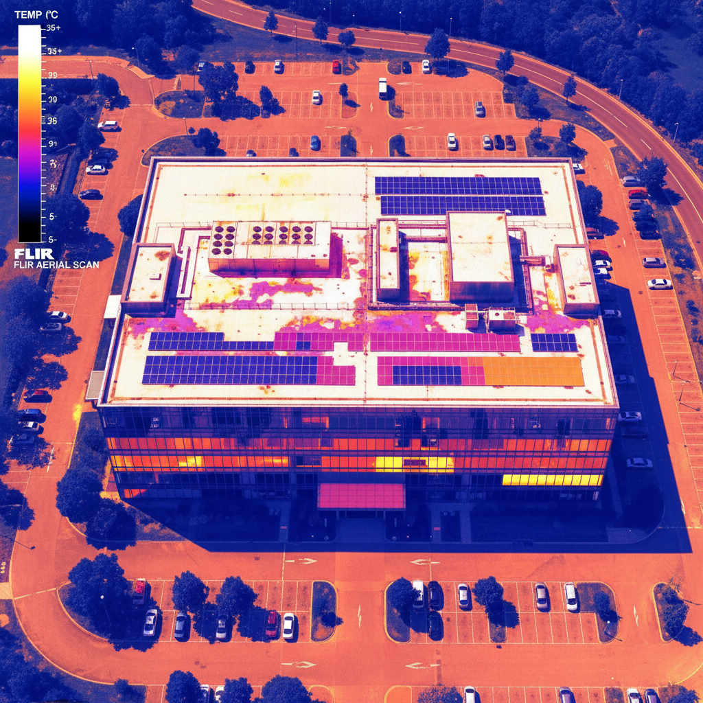 Professional drone operators analyze radiometric data in real-time to locate hidden energy leaks. A specialist reviewing thermal inspection data on a tablet at a Riyadh residential site.