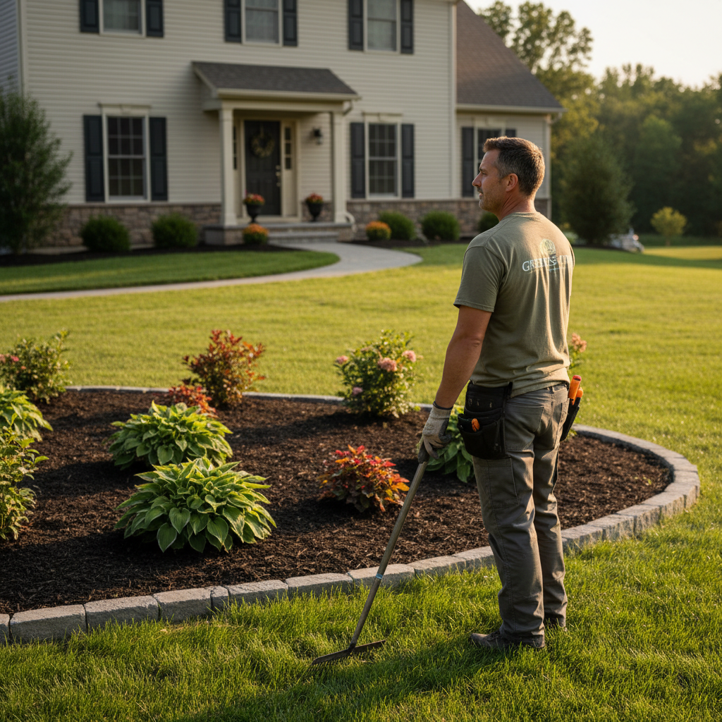 Working with a professional ensures your project meets the strict requirements for the $3 per square foot rebate. A professional landscaper checking measurements for a new garden bed installation to ensure rebate compliance.