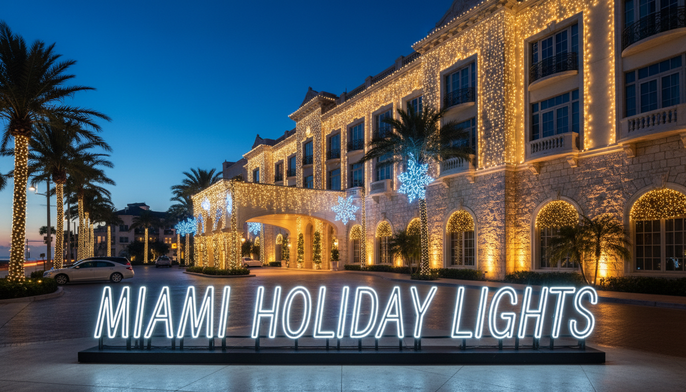 Luxury retail storefront transformed with professional holiday lighting installation