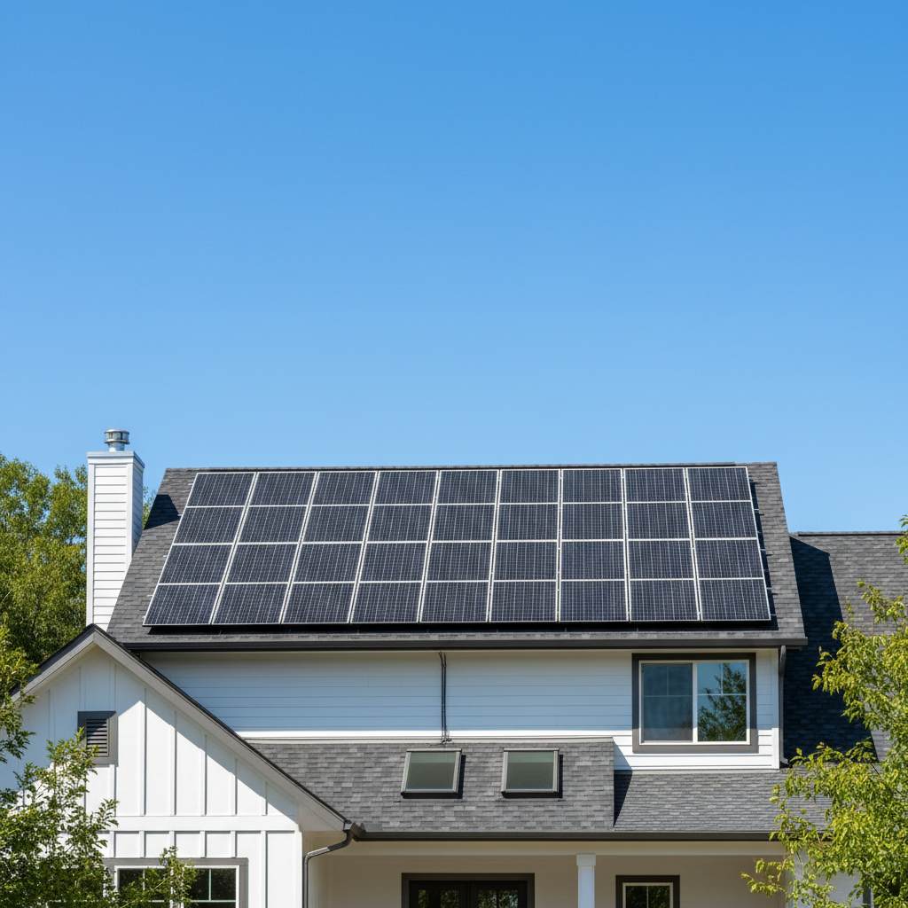 Installing solar panels is the perfect time to evaluate if your roof needs a full replacement. Residential rooftop in San Antonio with a solar panel array installed on a clean, modern shingle roof.