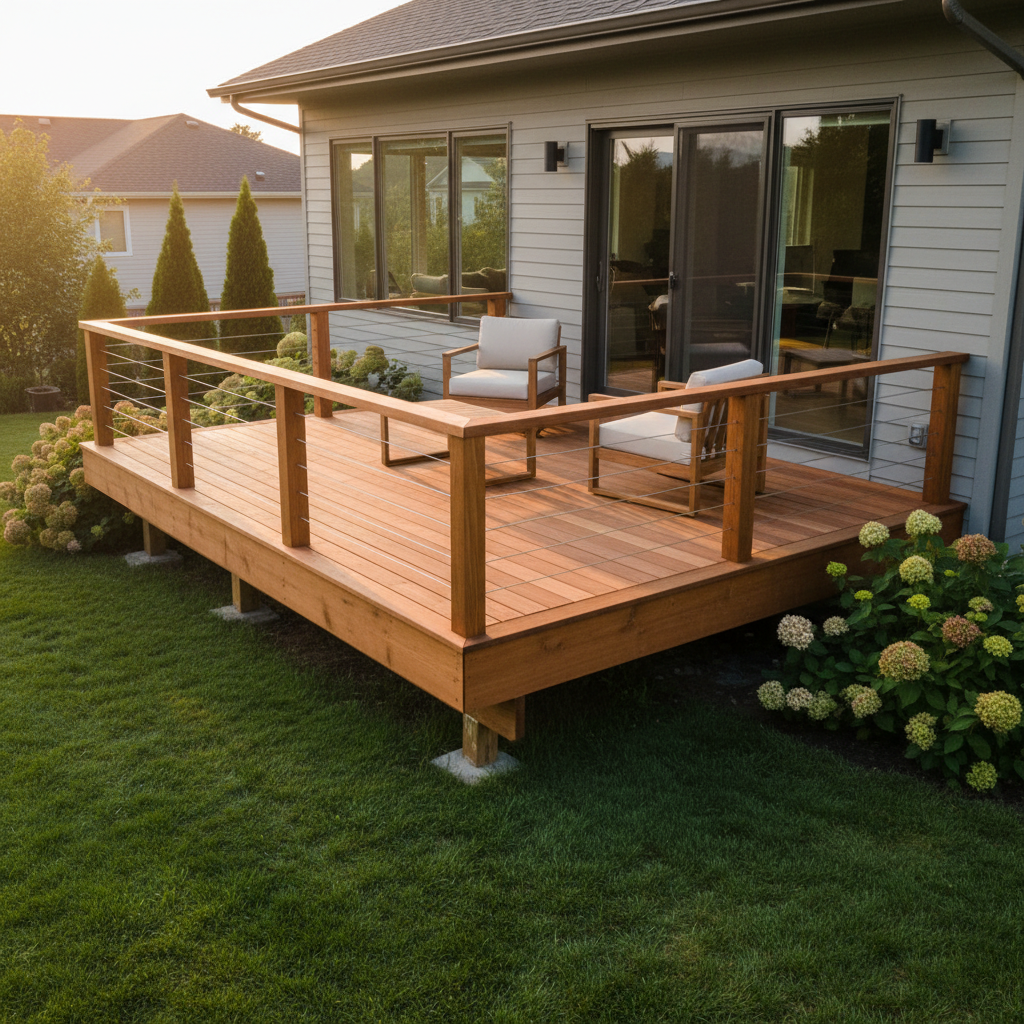 Well-executed additions like decks or extra rooms significantly boost property resale value. A completed wooden deck addition on a residential home in Utah during golden hour.