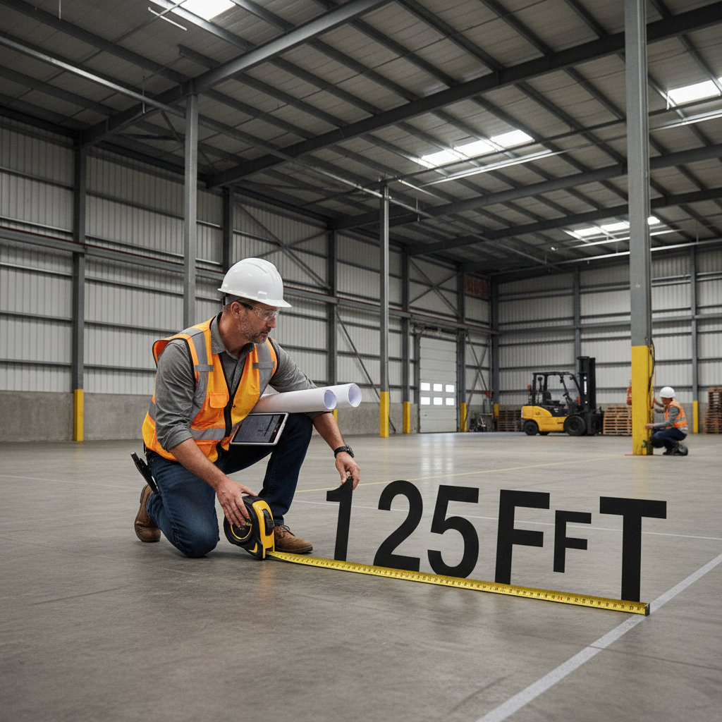 Precise site measurements ensure that mobile compactor tracks are perfectly leveled during installation. Professional contractor in the Philippines measuring warehouse space with a tape measure during a site walkthrough.