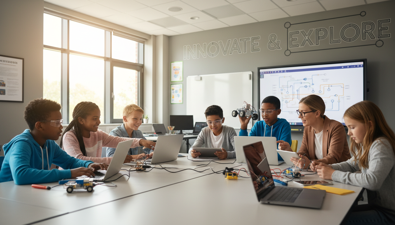 Grounding techniques like the 3 3 3 rule help students regain focus during exams. Younger students engaged in a calm and supportive learning environment.