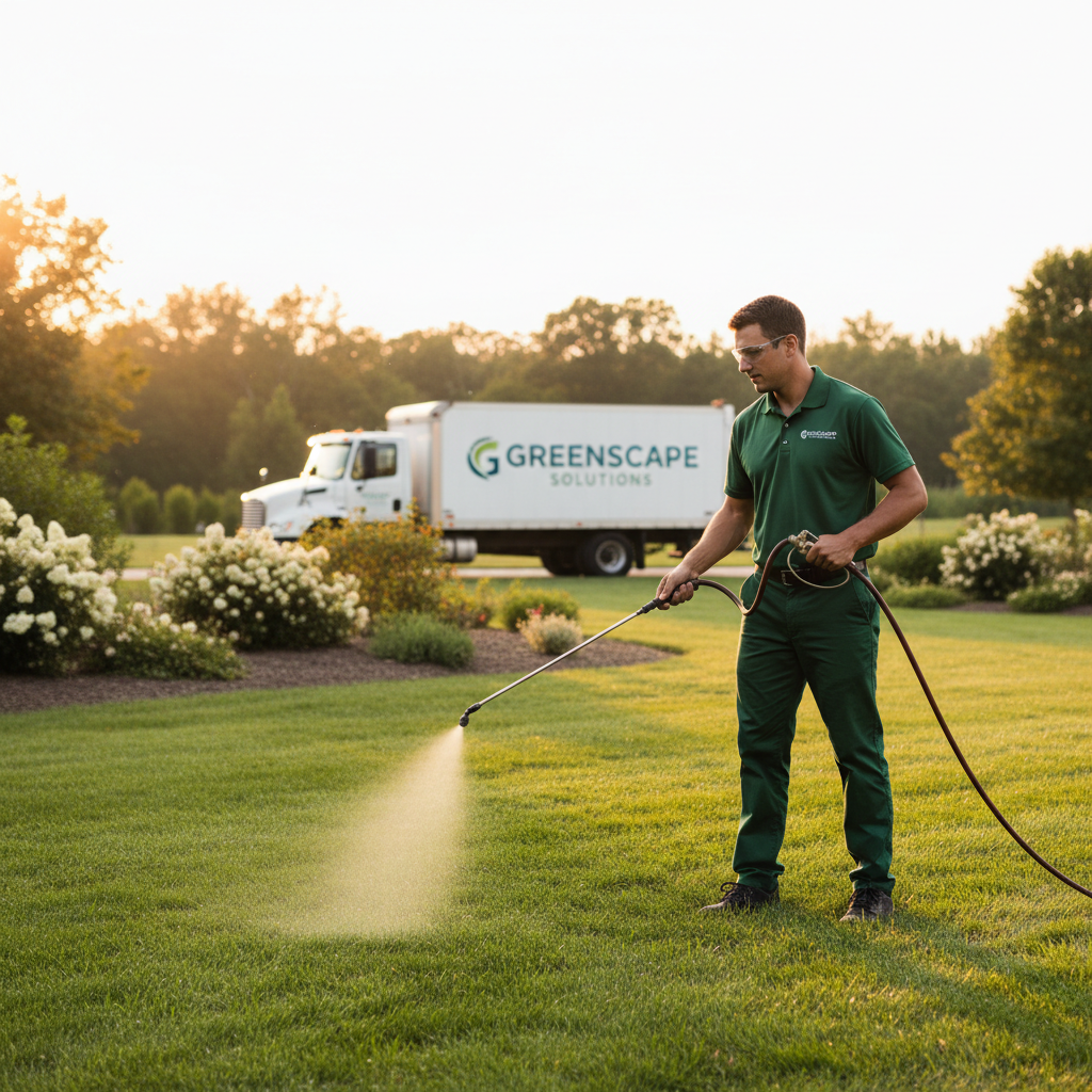 Professional sanitizing treatments help eliminate microscopic bacteria that traditional scooping leaves behind. A professional technician applying a sanitizing treatment spray to a residential lawn area.