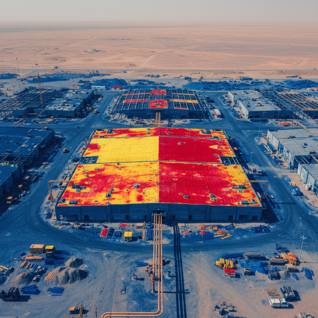 Licensed operations ensure safety and legal compliance in Riyadh's residential airspaces. A professional drone survey setup in Riyadh with visible ground control points and high-grade equipment.