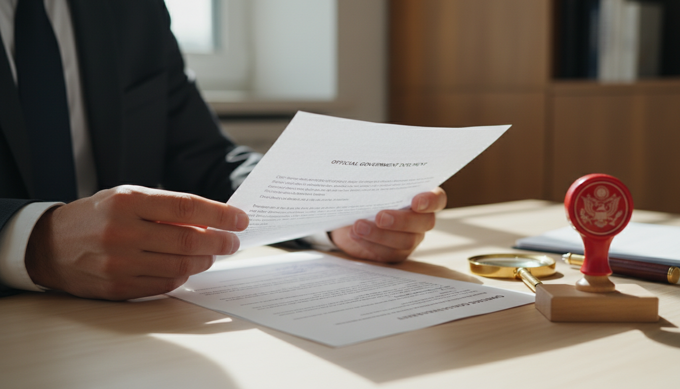 Federal documents like RCMP background checks follow a different path than provincial papers. Hands carefully reviewing and handling official government documents on a professional desk.
