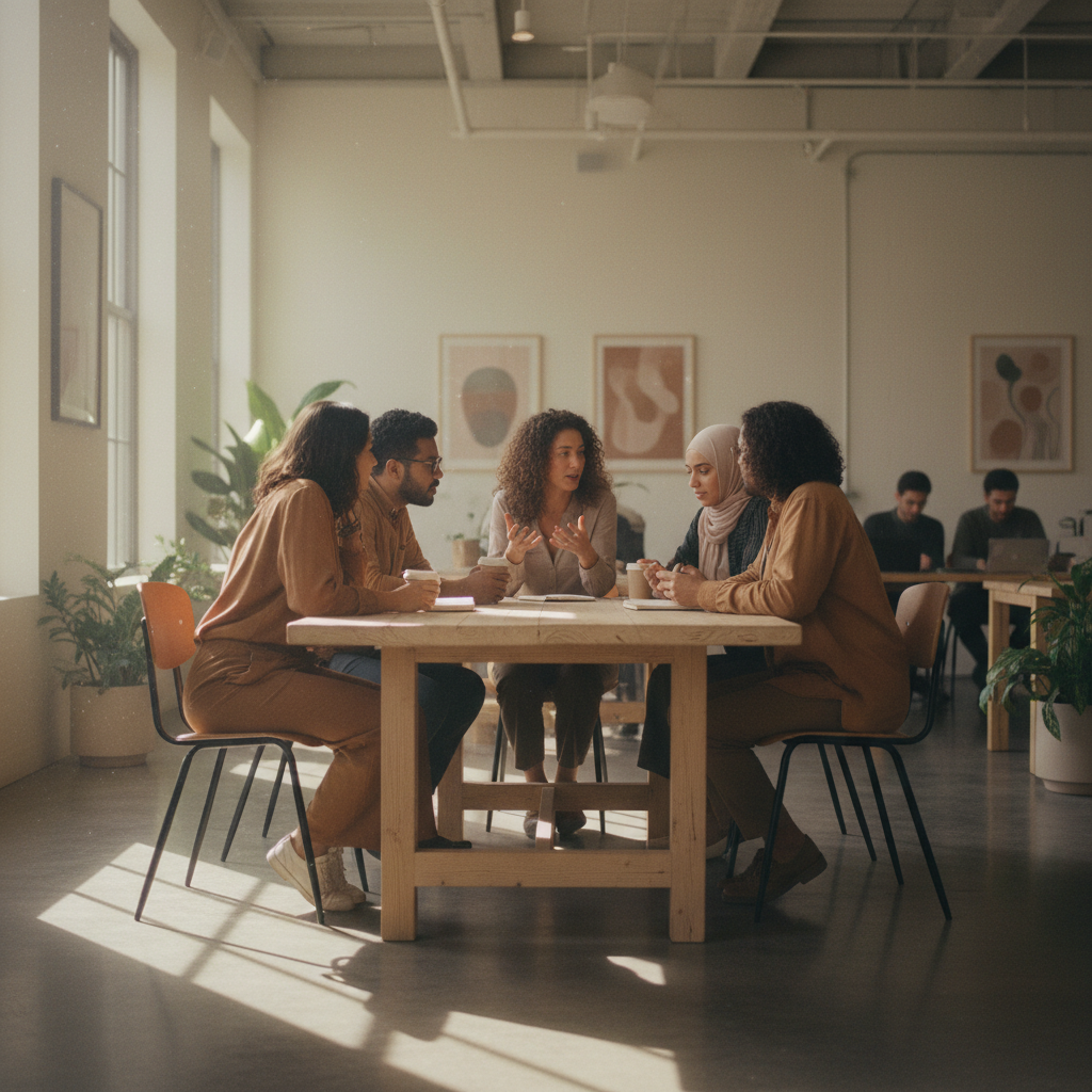 Our Miami-based team helps you implement the technology needed to scale your home service business. A diverse team of professionals in a modern Miami office discussing growth strategy around a wooden table.
