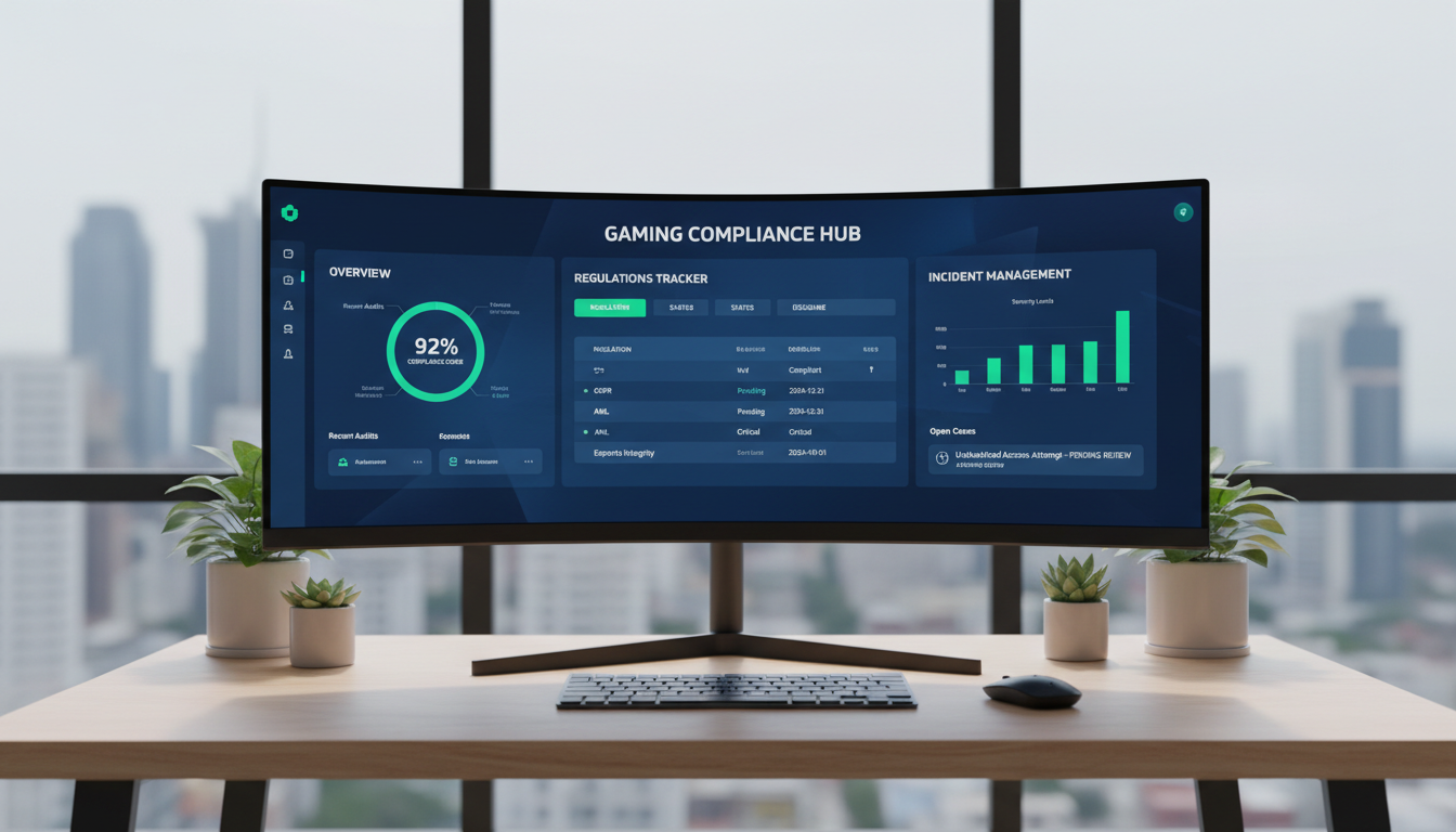 Modern dashboards must now support both traditional metrics and agentic AI reasoning outputs. A modern compliance dashboard showing organized regulatory data and tracking interfaces.