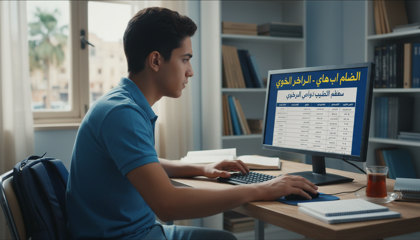 البحث عن النتيجة عبر المواقع الرسمية يتطلب توفر رقم الجلوس والاتصال الجيد بالإنترنت طالب يستخدم الحاسوب للاستعلام عن نتيجة الثانوية العامة 2026 ومعرفة ترتيب الرغبات في التنسيق