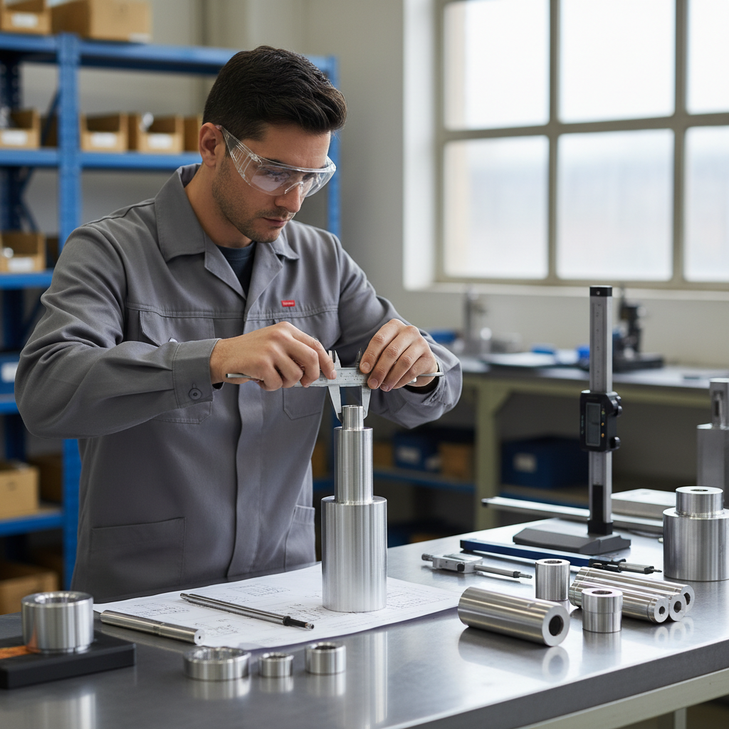 Rigorous quality control processes are a hallmark of domestic contract manufacturing. Quality control inspector measuring manufactured metal parts with precision gauges and calipers for accuracy.