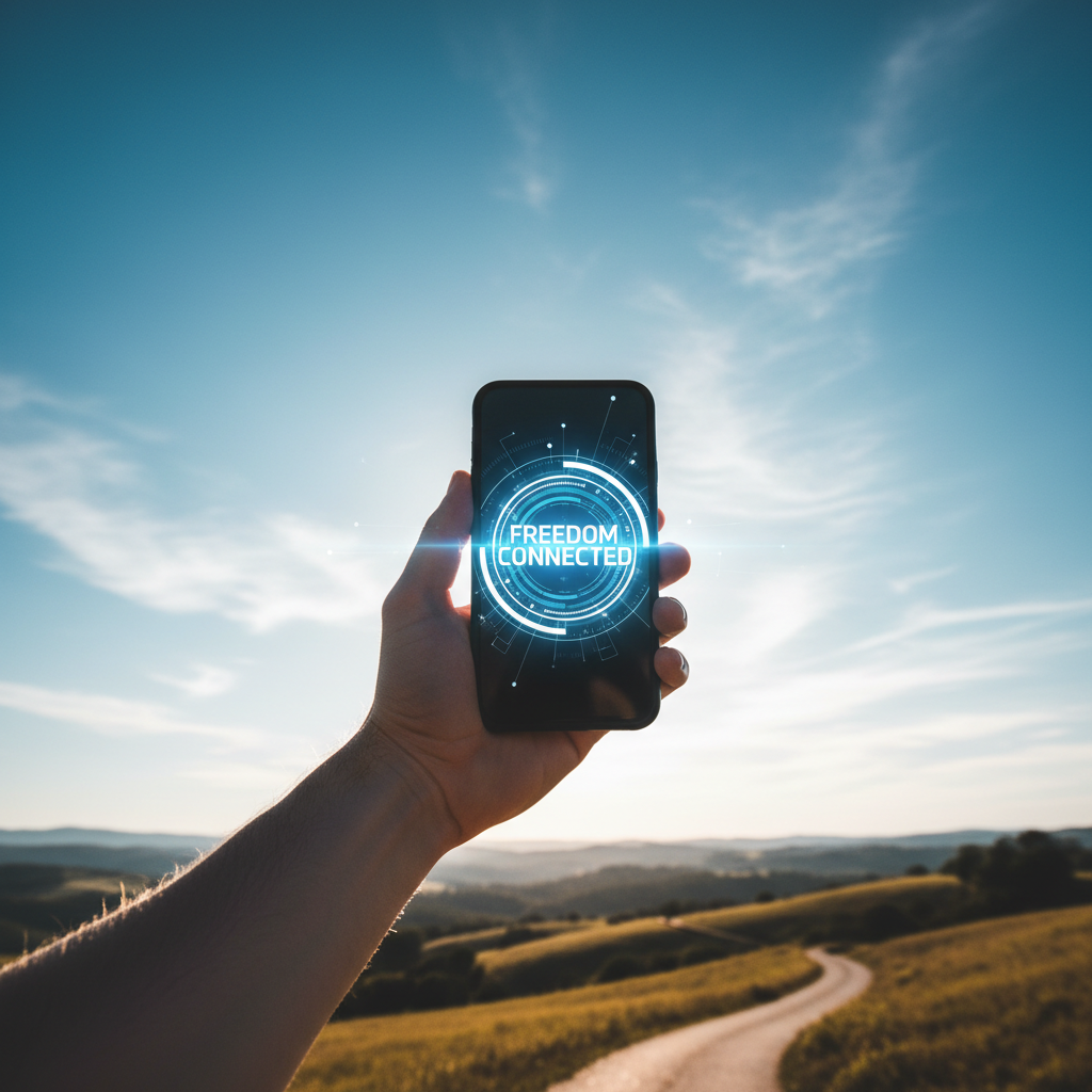 Prepaid plans often offer the most transparent pricing for those who want to avoid surprise charges. A person holding a smartphone in an open hand toward a bright blue sky, symbolizing flexibility and choice.