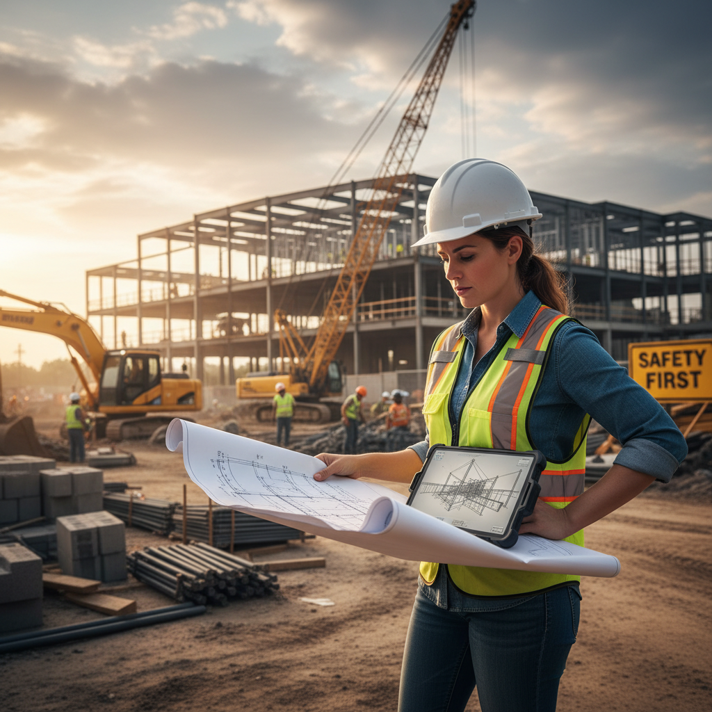 Professional planning is the first step in any safe load-bearing wall removal project. A construction manager reviewing detailed project plans and blueprints at a job site in Visalia.