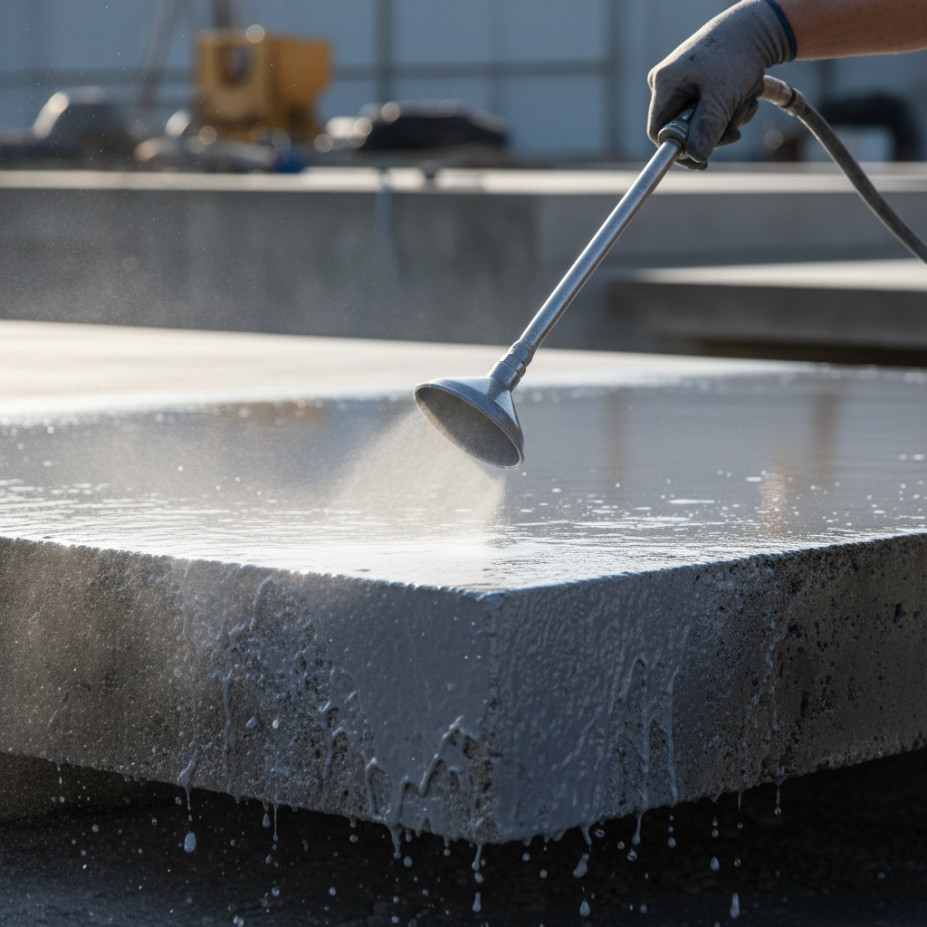 High performance coatings provide a thick, flexible shield that resists UV damage and chemical spills. Close-up of a protective coating being applied with professional equipment showing the reflective, moisture-resistant finish.
