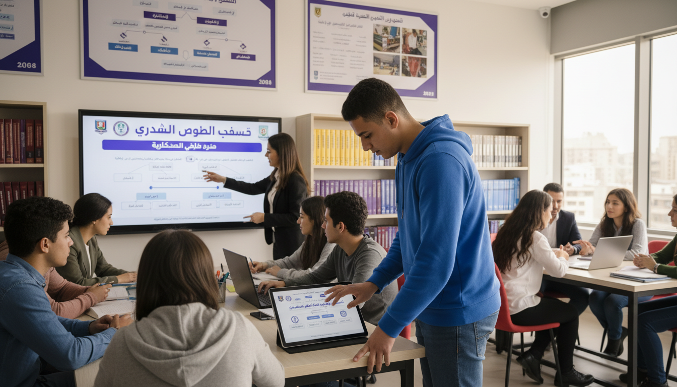 الاستشارات المهنية تضمن لك اختيار الكلية الأنسب لمستقبلك الدراسي طالب ثانوية عامة يتلقى استشارة تعليمية من خبير في مكتب تنسيق متخصص حول أفضل الكليات المتاحة