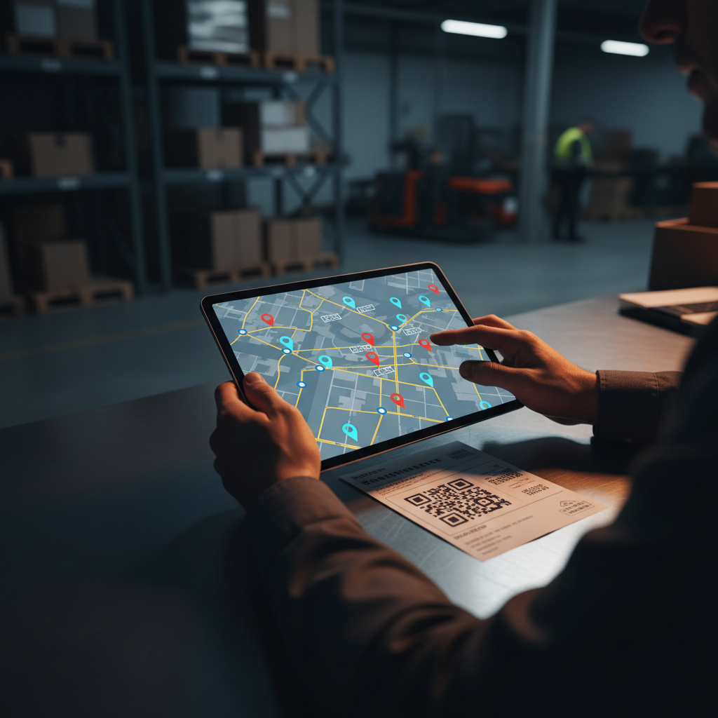 Modern technology provides real-time visibility for shipments even in the most remote parts of the state. A logistics coordinator using a tablet to monitor real-time shipment tracking maps and delivery pins.