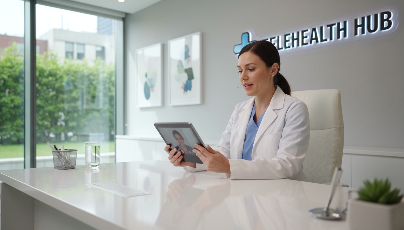 Virtual care offers 24,7 access to specialist advice when asthma symptoms fluctuate. A professional doctor using a tablet for a virtual medical consultation for a patient at home.