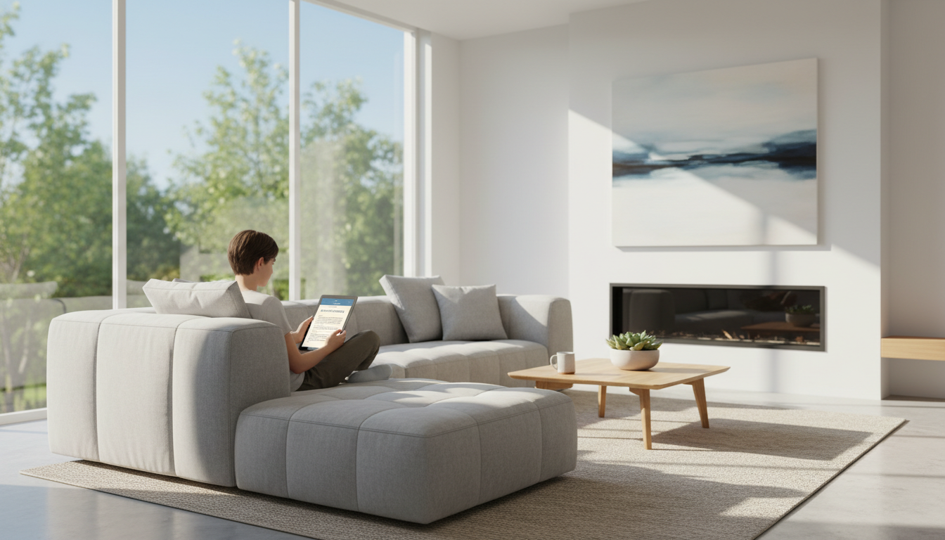 Practical guides can provide the structure needed to turn reflection into meaningful change. A person reading an ebook on a tablet in a bright, modern living room with natural light.