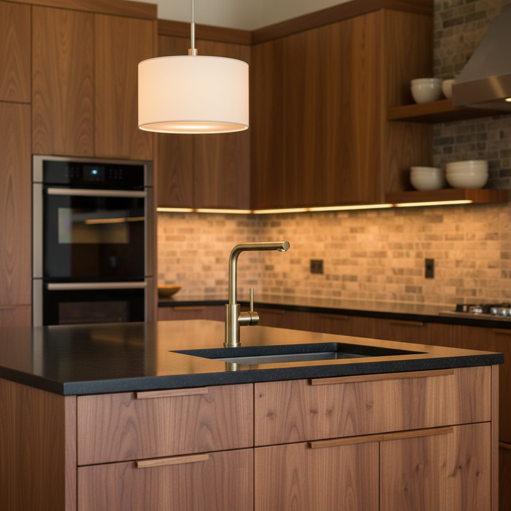 Precise measurements are critical to ensure your island allows for comfortable traffic flow. A contractor measuring floor space in a kitchen remodel to ensure proper clearance for a new kitchen island.