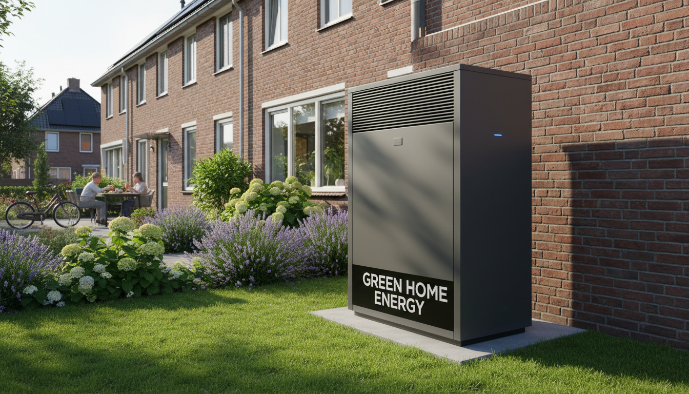 The location and insulation of your Zaanse home significantly impact cooling efficiency. Modern heat pump unit installed outside a traditional terraced house in Krommenie on a sunny day.
