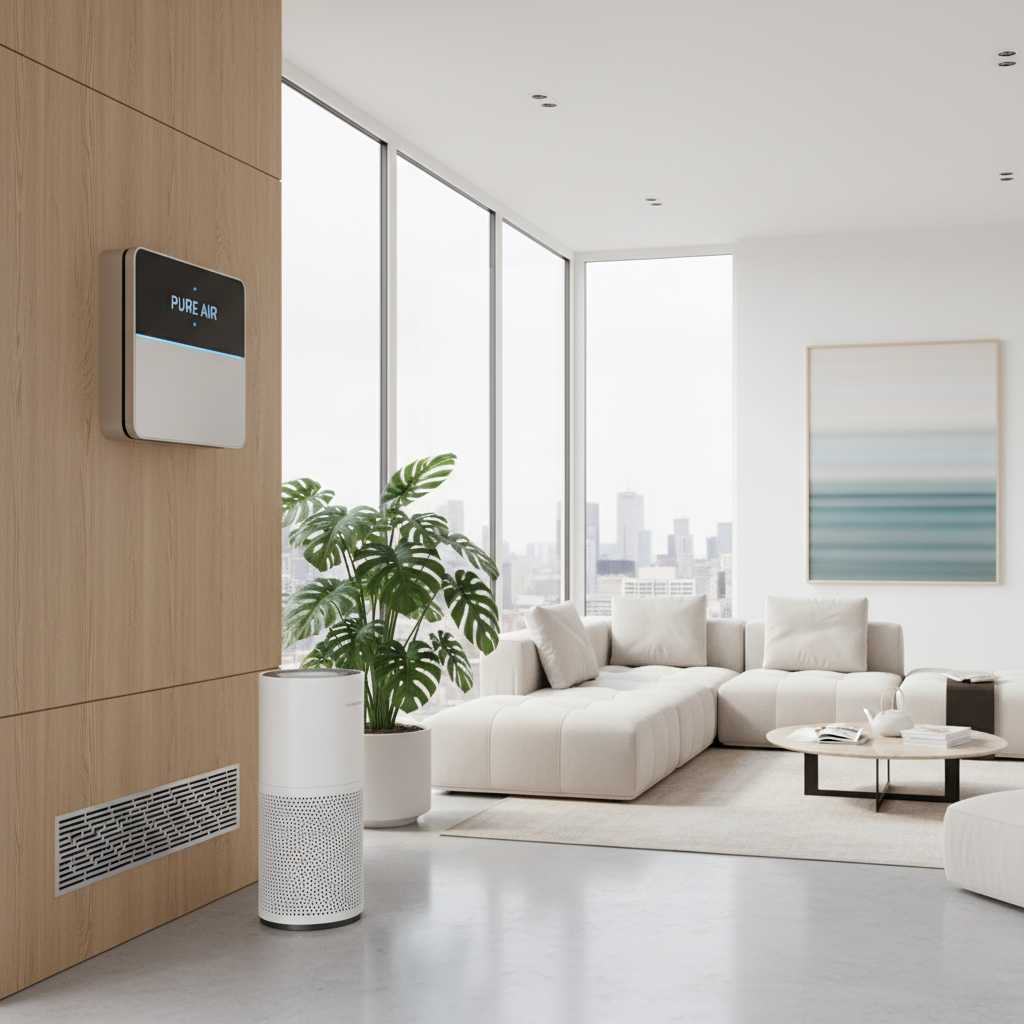 Glendale's proximity to mountains and freeways means air filtration and purification are vital for indoor comfort. Interior shot of a modern Glendale home showing air purification and ventilation components.