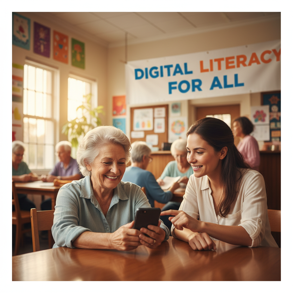 Our Digital Assistant experts can help you adjust settings so every effect works perfectly. A senior woman learning to navigate her smartphone settings with the help of a patient instructor.