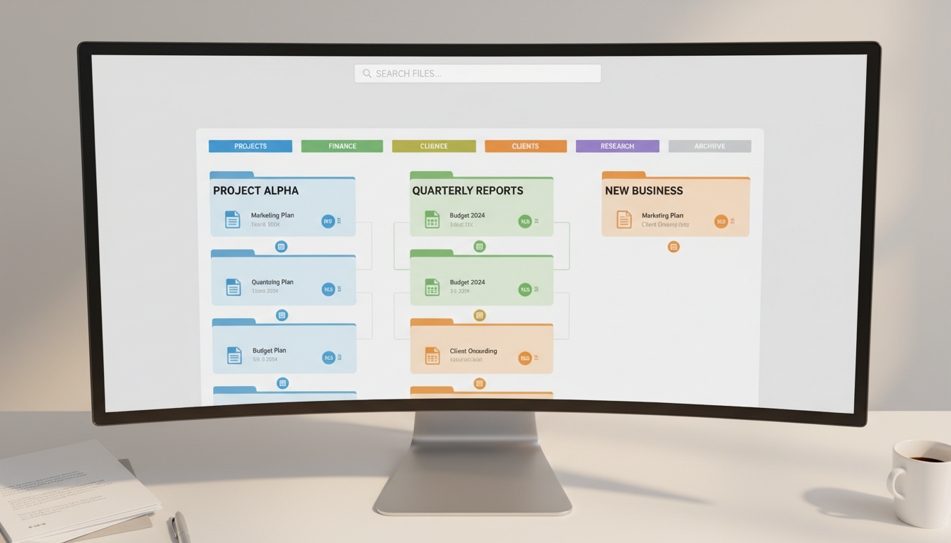 Centralizing SOPs in a structured digital repository eliminates document silos and version confusion. A clean digital filing system interface showing organized folder structures for policy management.
