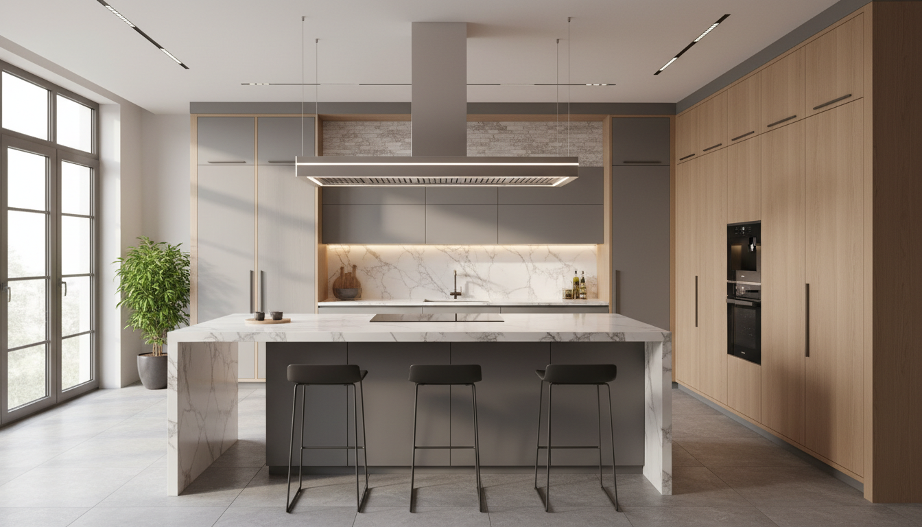Choosing between ducted and ductless systems is a key decision during the early planning stages. A professional contractor sitting at a kitchen table explaining remodeling plans and appliance specifications to a homeowner.