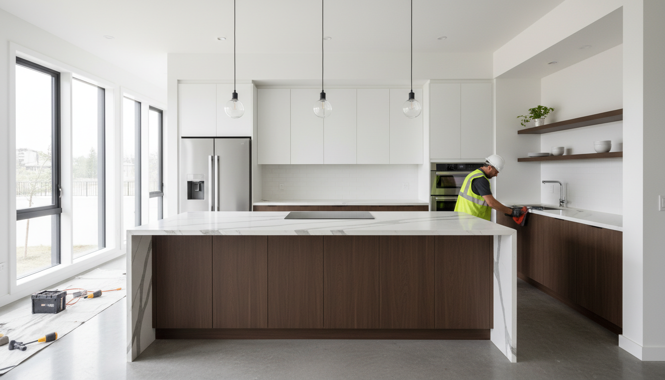Investing in a structural wall removal can significantly increase the appraised value of DFW homes. Bright open concept kitchen renovation with a large quartz island and modern contemporary finishes in a Dallas-Fort Worth home.