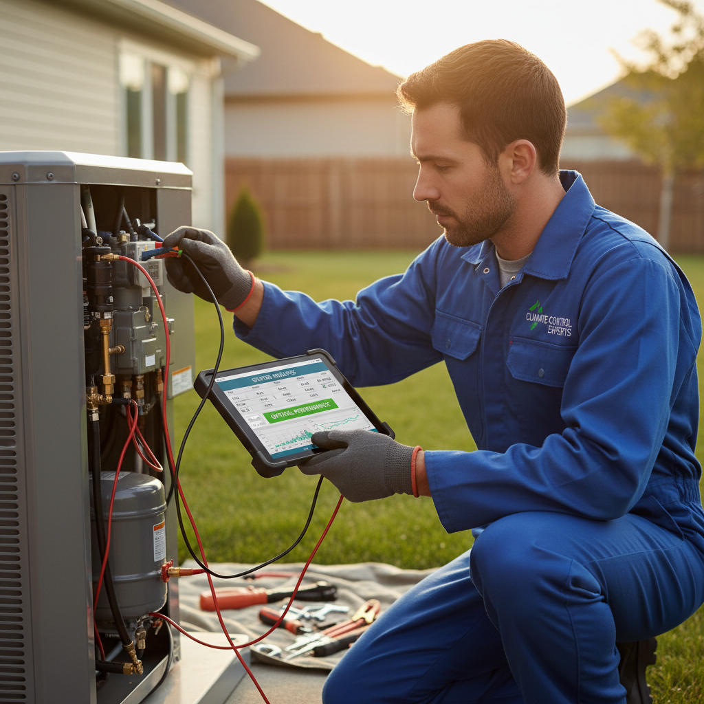 Safety first: technicians use specialized equipment to detect hazards you can't see. HVAC professional using advanced diagnostic tools to check for carbon monoxide and heat exchanger integrity.