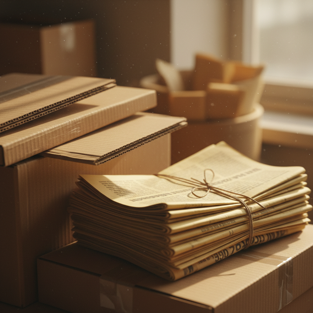 Cardboard and paper are among the most successfully recycled materials in Utah. Close up of bundled cardboard and stacked newspapers ready for regional processing.