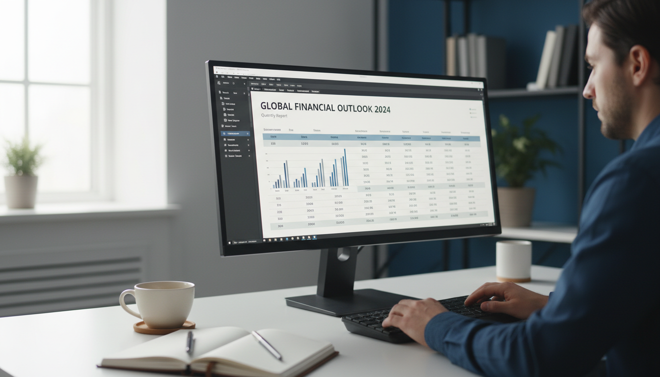 Integrated workflows ensure that complex IFRS 18 layouts remain consistent across all languages. A professional financial translator working directly within Adobe InDesign on a monitor with complex financial tables.