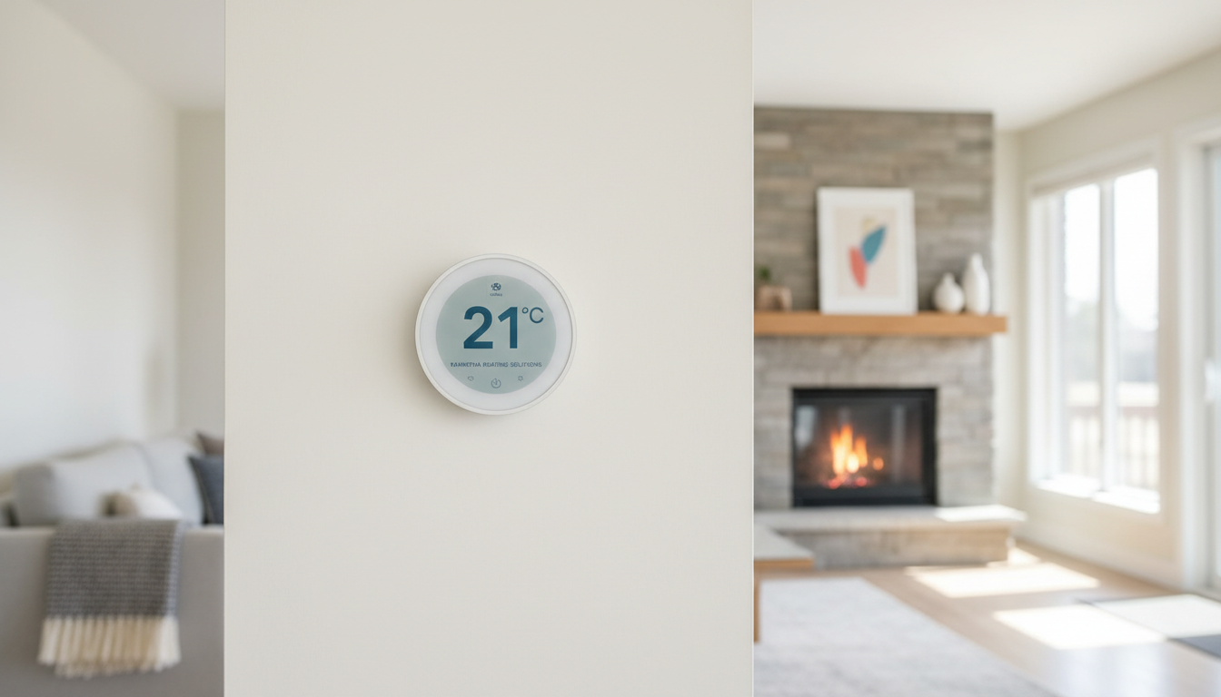 Regularly testing your thermostat ensures your furnace doesn't work harder than necessary. A close up of hands testing a digital thermostat and gas fireplace controls for safety and efficiency.