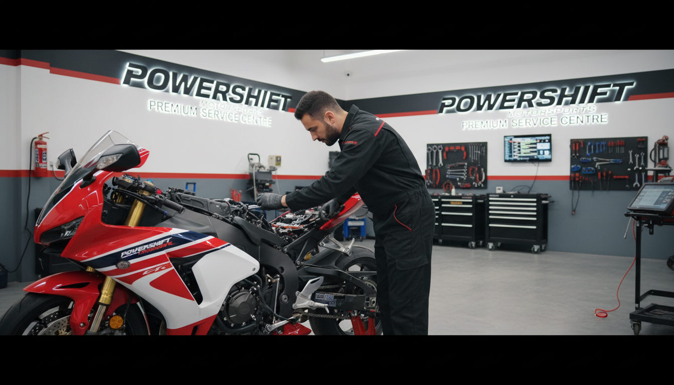 Using genuine Honda parts ensures perfect fitment and longevity for critical engine components. Disassembled motorcycle engine parts and transmission gears arranged neatly on a professional workbench.
