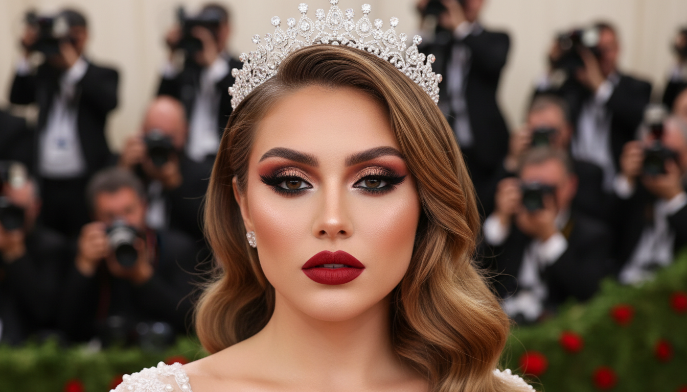 Full glam offers bold definition and structural transformation perfect for the red carpet. Dramatic bridal red carpet glam makeup featuring bold eyes and lips for a high profile event look.