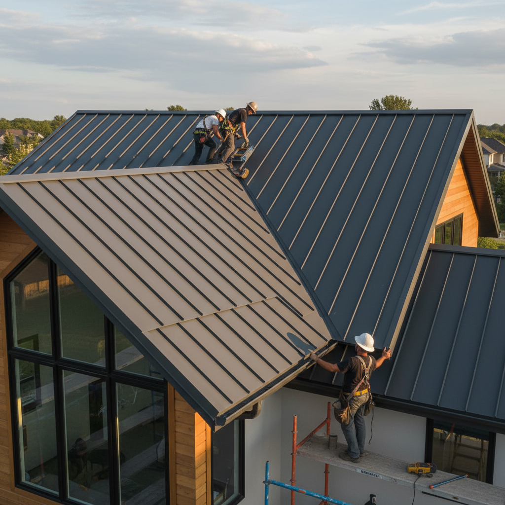 Some homeowners coordinate roof upgrades and solar to avoid future rework. Standing seam metal roof installation on a residential home before solar planning