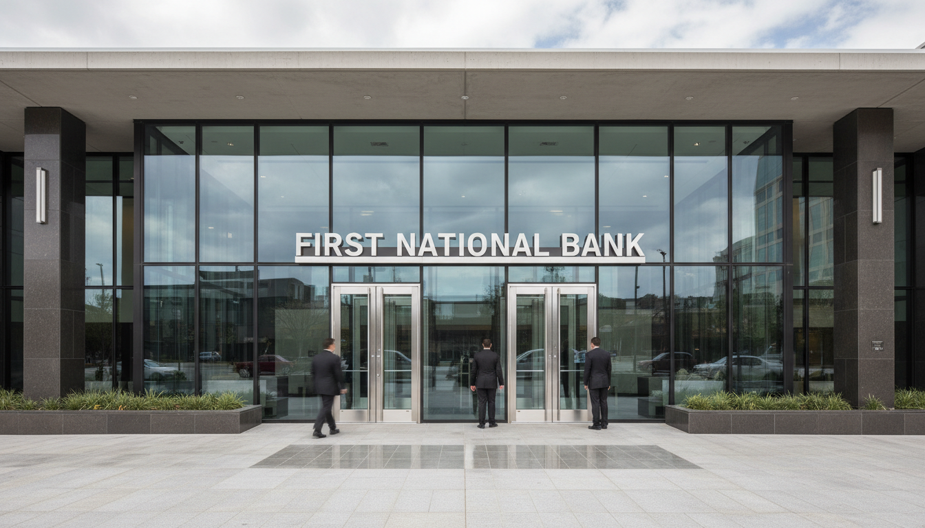 If traditional banks decline a distressed property, private lending may provide a necessary bridge. The entrance of a modern bank building in British Columbia where buyers seek mortgage financing.
