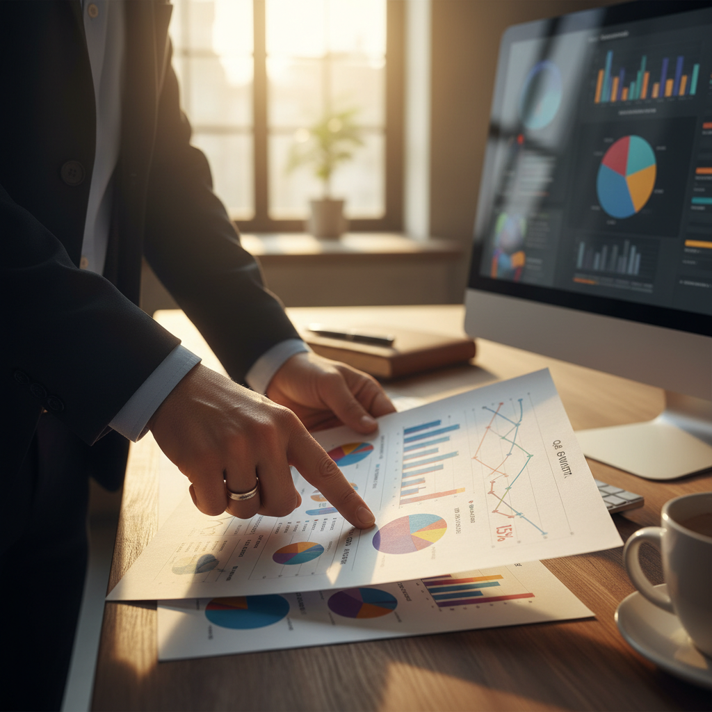 Your requirements should focus on the metrics and data visibility your leadership needs. An executive reviewing a printed report with trend charts and metrics under warm afternoon light.