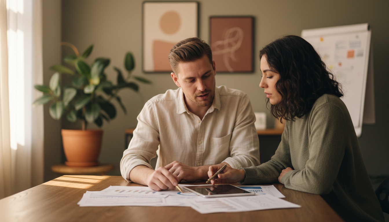 Strategic management oversight is the key to turning identified leaks into recovered profit. A business consultant reviewing financial documents with a business owner during a candid office meeting.