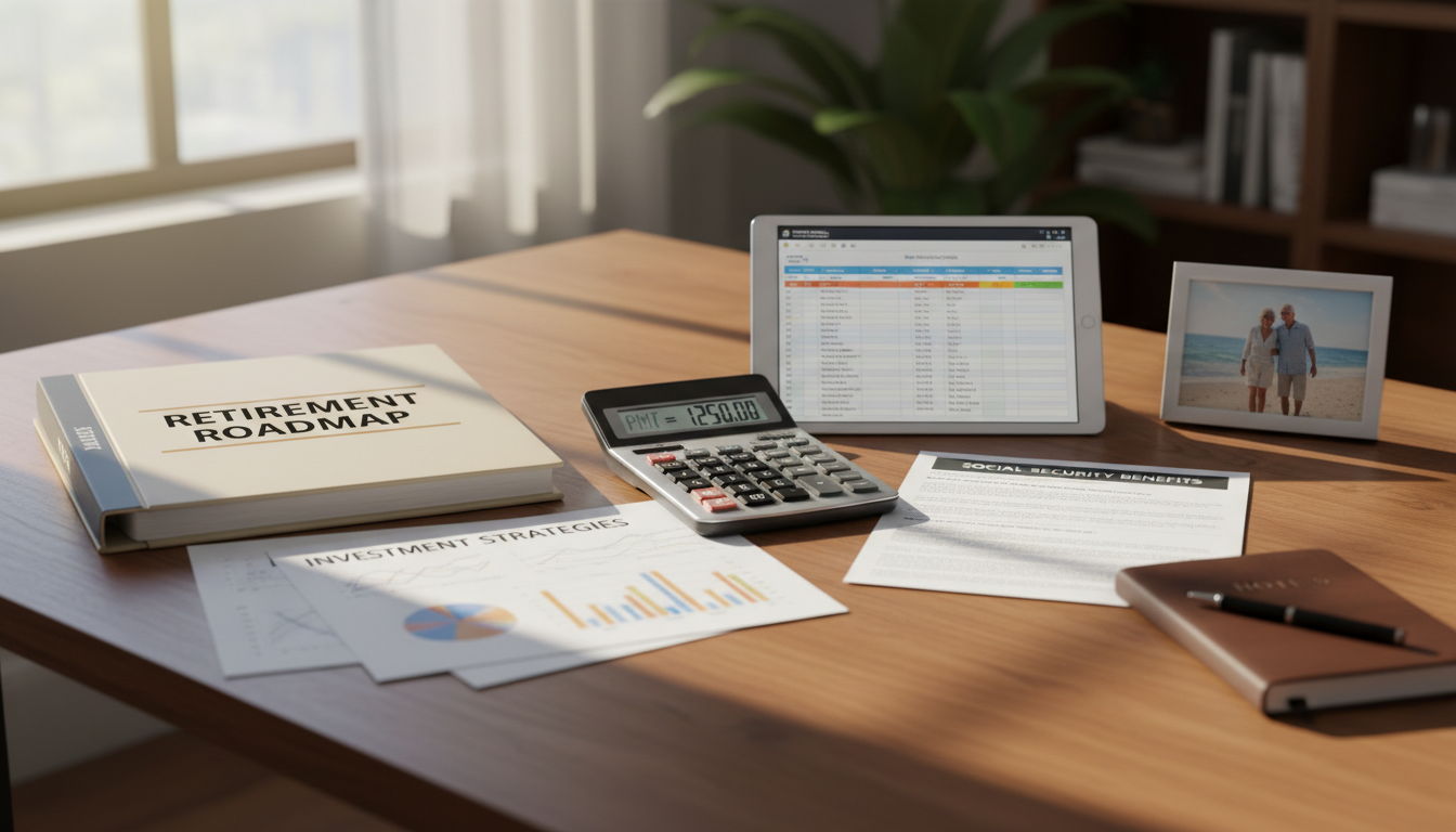 Calculating longevity requires looking beyond the total balance to the net spendable income. Retirement planning documents and a calculator on a desk in warm natural lighting.