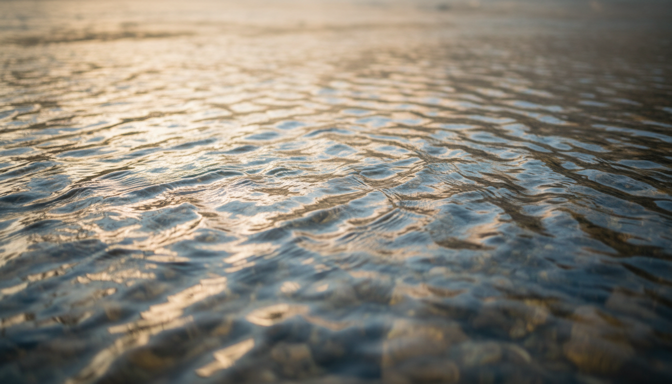 Spiritual growth is fluid and cyclical, much like the movement of water, rather than a straight line. Abstract flowing water ripples with soft light and a meditative atmosphere reflecting fluid change.