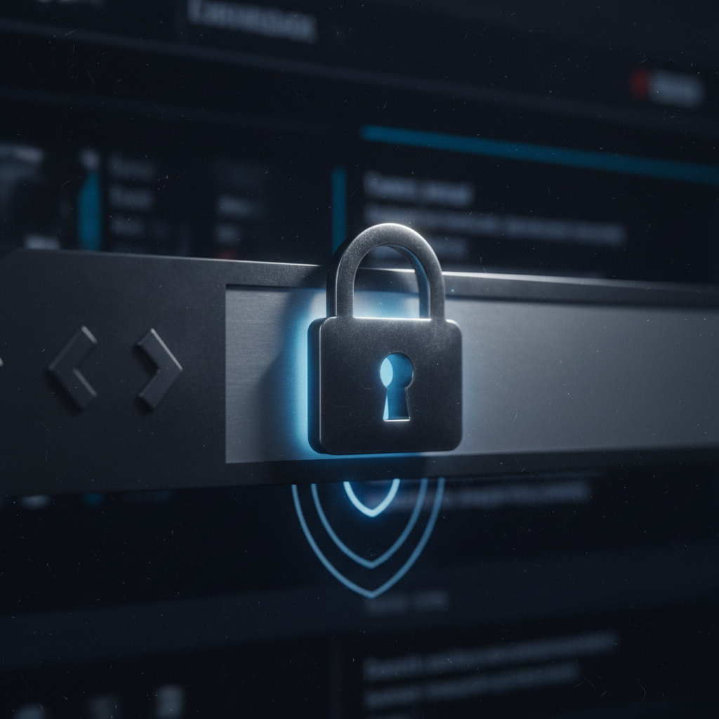 Choosing the right hosting tier is essential for meeting specific security and compliance standards. A moody close up of a padlock security icon on a web browser address bar with focused backlighting.