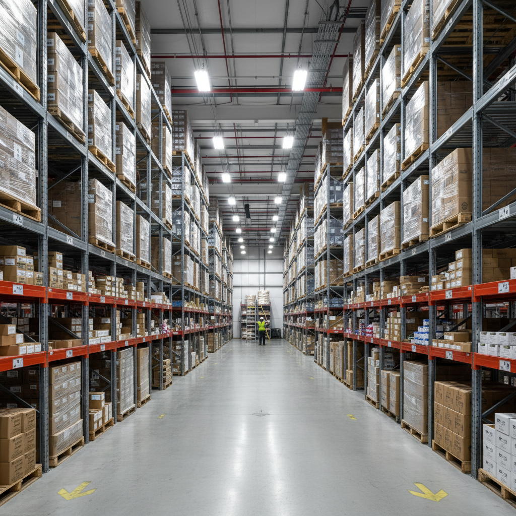 A structured warehouse layout is the first step to maintaining inventory integrity. Wide interior view of a secure warehouse in Ephraim with clean concrete floors and organized metal shelving units ready for new inventory.