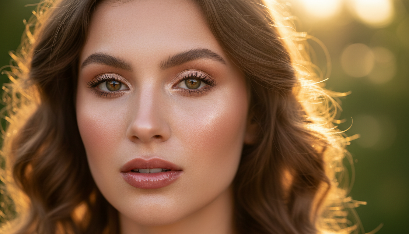 Soft glam focuses on seamless blending and a radiant, lit from within glow. Close up of a woman with natural luminous makeup and a glowing complexion highlighting soft glam beauty.