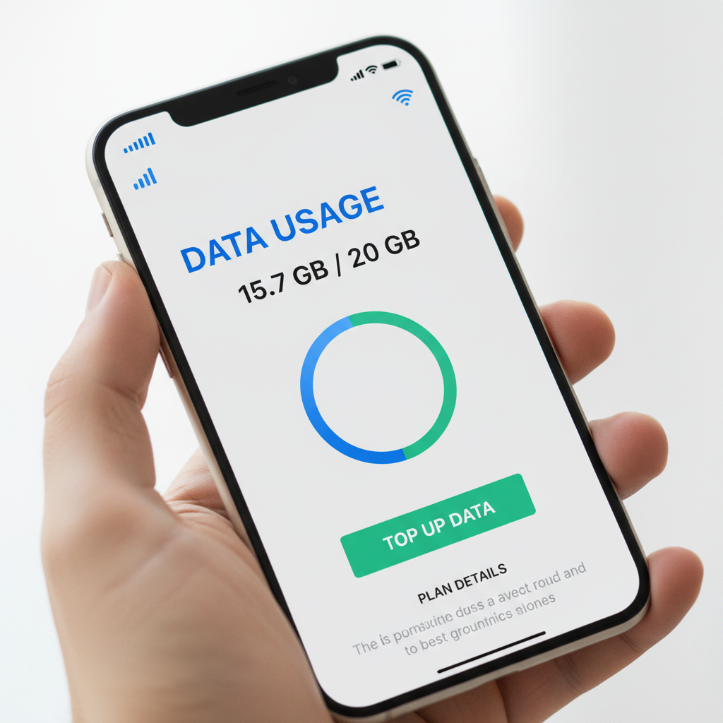 Understanding your bill starts with knowing how your carrier tracks usage and adds fees. Close-up of a smartphone screen showing detailed data usage statistics and network signal strength bars.