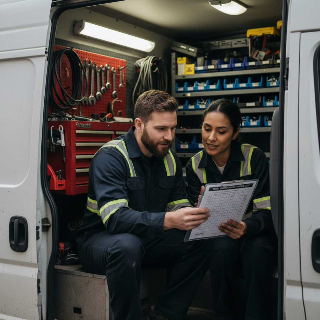 A thorough audit reveals where your lead-to-lease pipeline is structurally sound and where it is failing. Two professionals reviewing a completed diagnostic checklist on a clipboard.