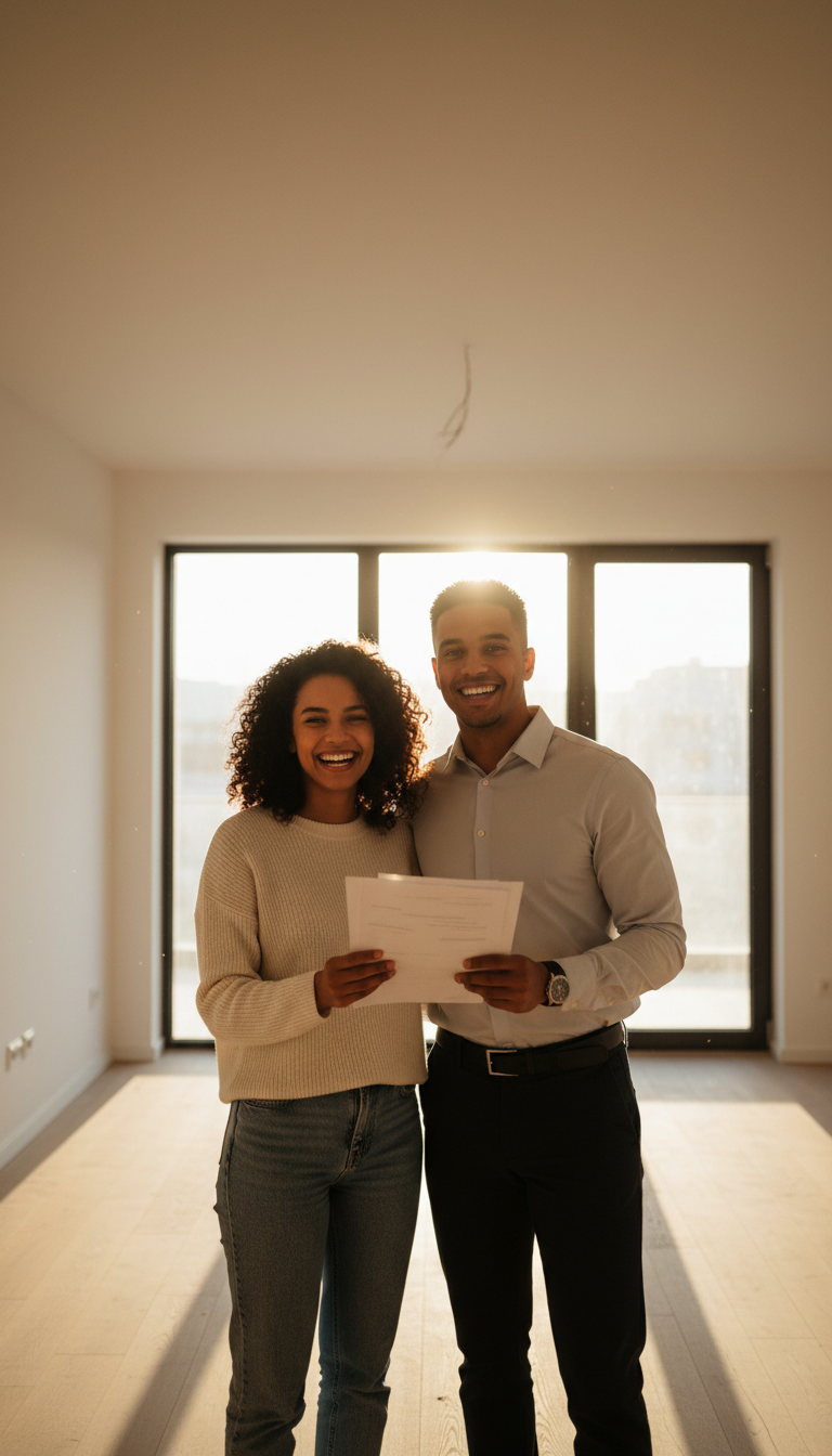 happy couple new home