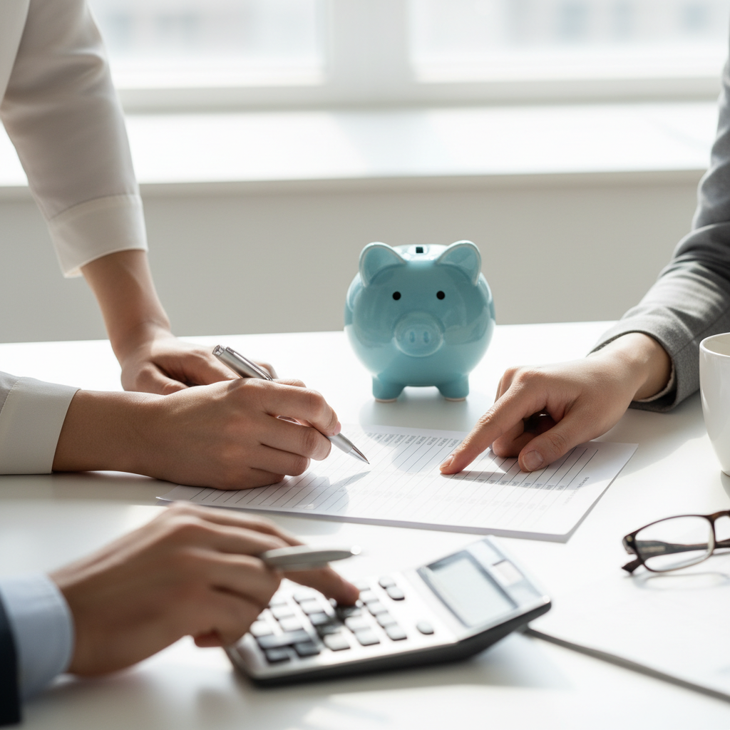 Every dollar used to service debt is a dollar that cannot be invested in your future. A flat lay of a wooden desk with a notebook, a single coin, and a coffee cup, symbolizing careful financial planning.