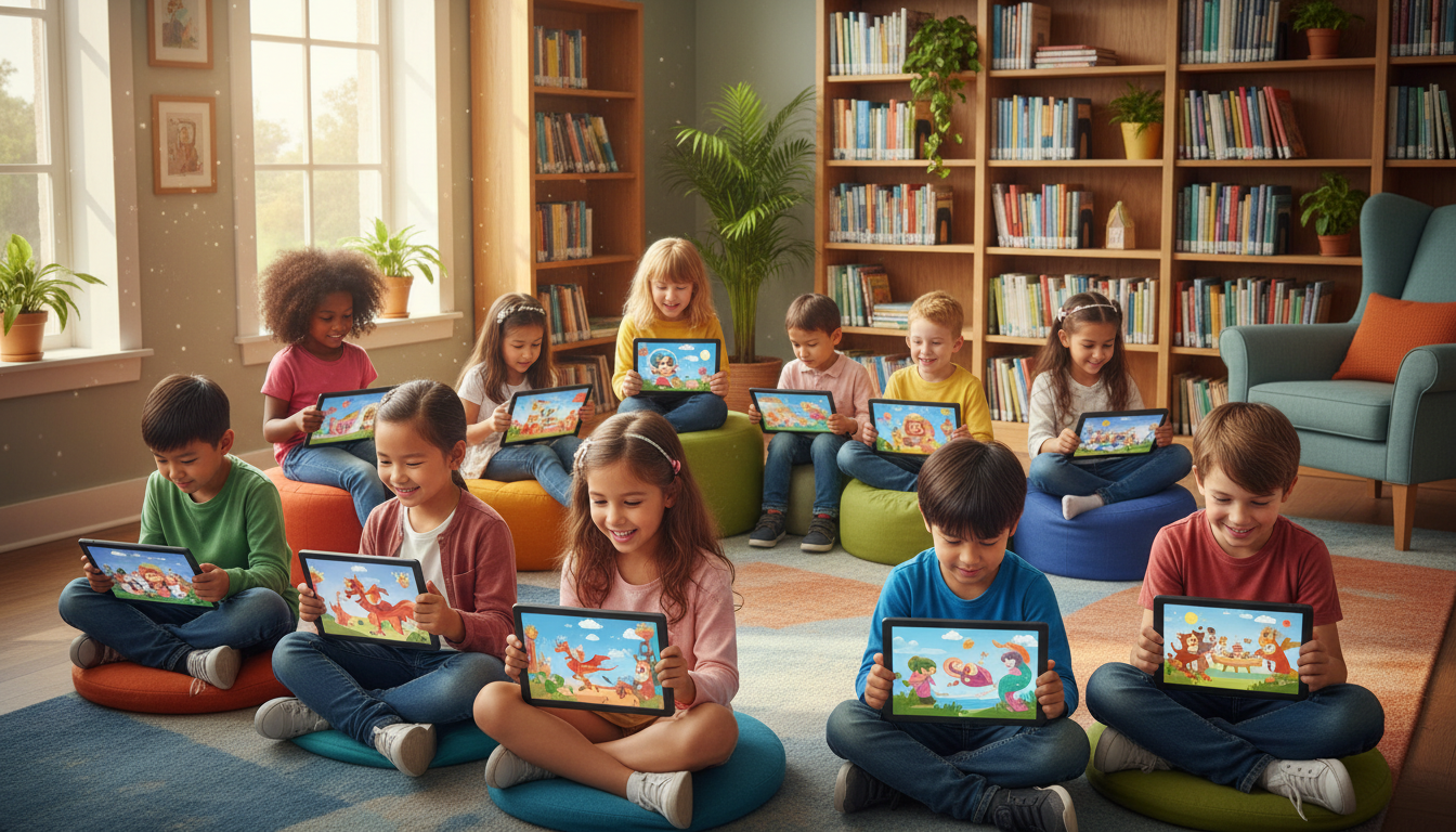 children reading together