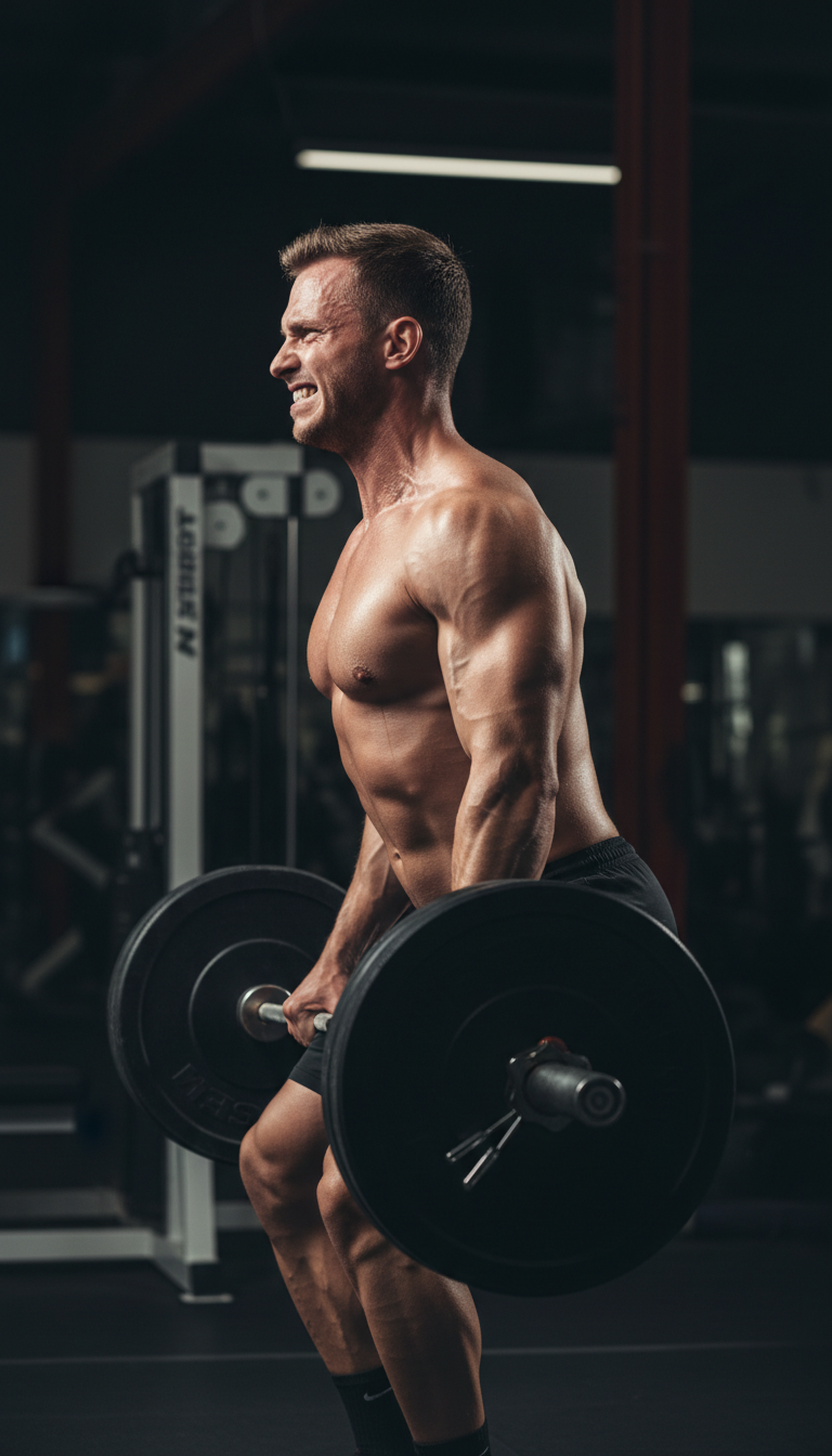 man lifting weights