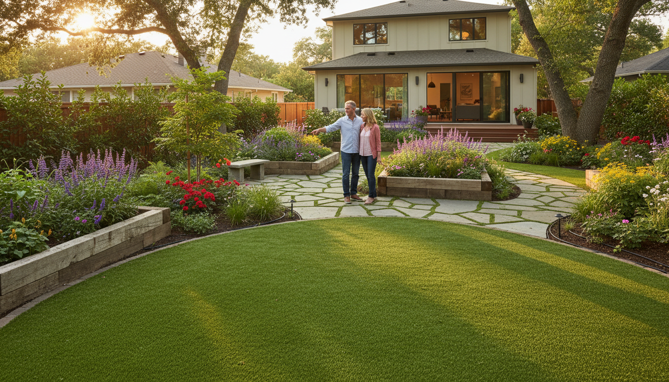 happy homeowner garden